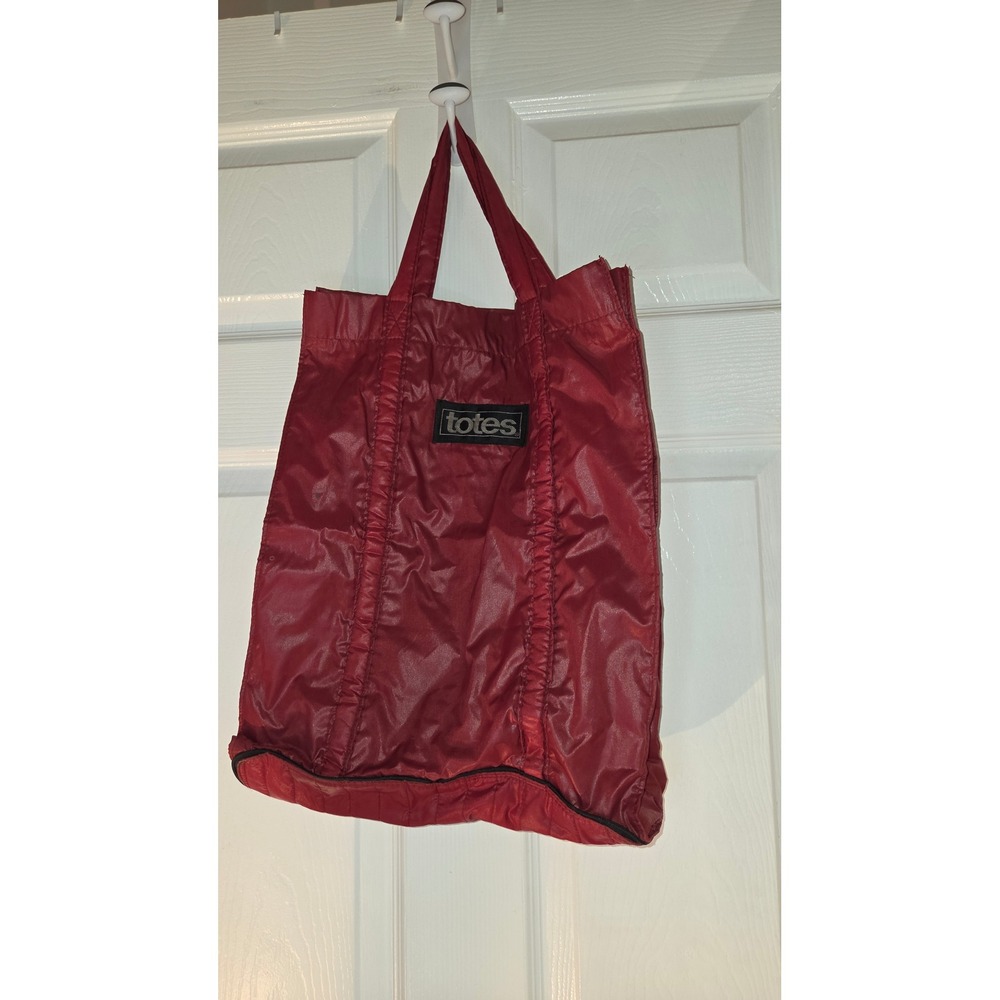 Vintage Totes Red Nylon Packable Tote Bag Foldable Travel Shopping Pouch RN22605